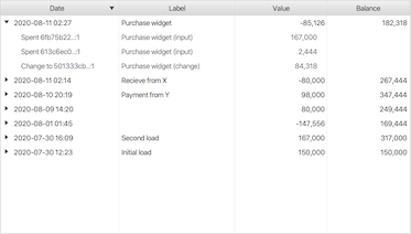 Wallet history