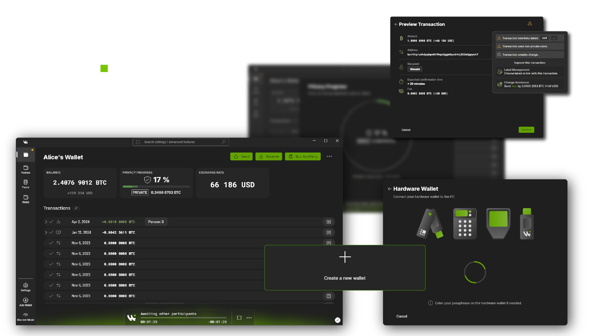 Wallet and coinjoin